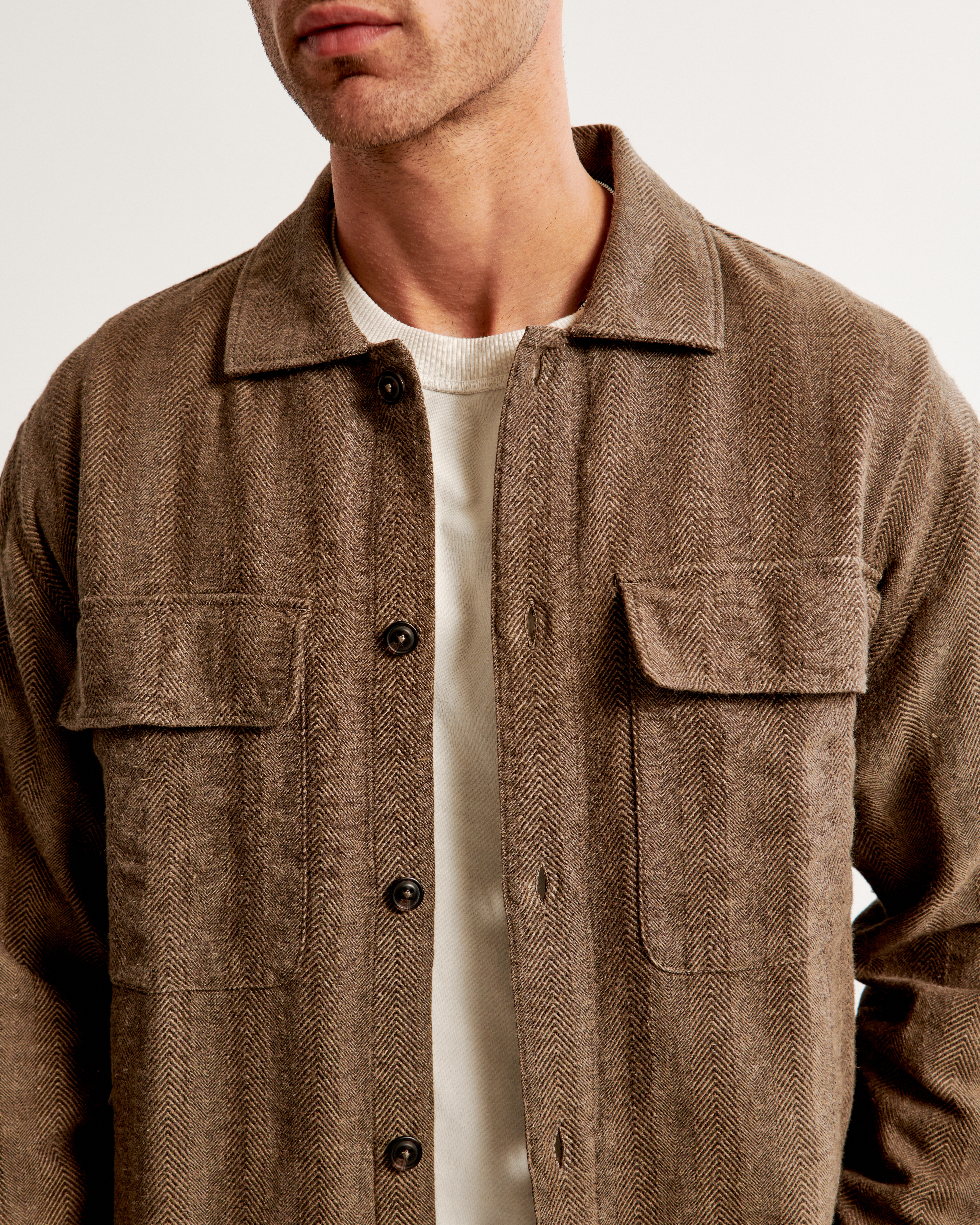 Linen Blend Shirt Jacket