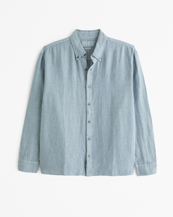 Men's Linen Button-Up Shirt | Men's Tops | Abercrombie.com