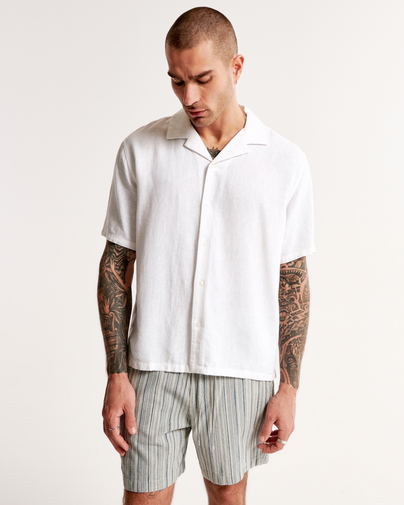 Camp Collar Linen-Blend Shirt