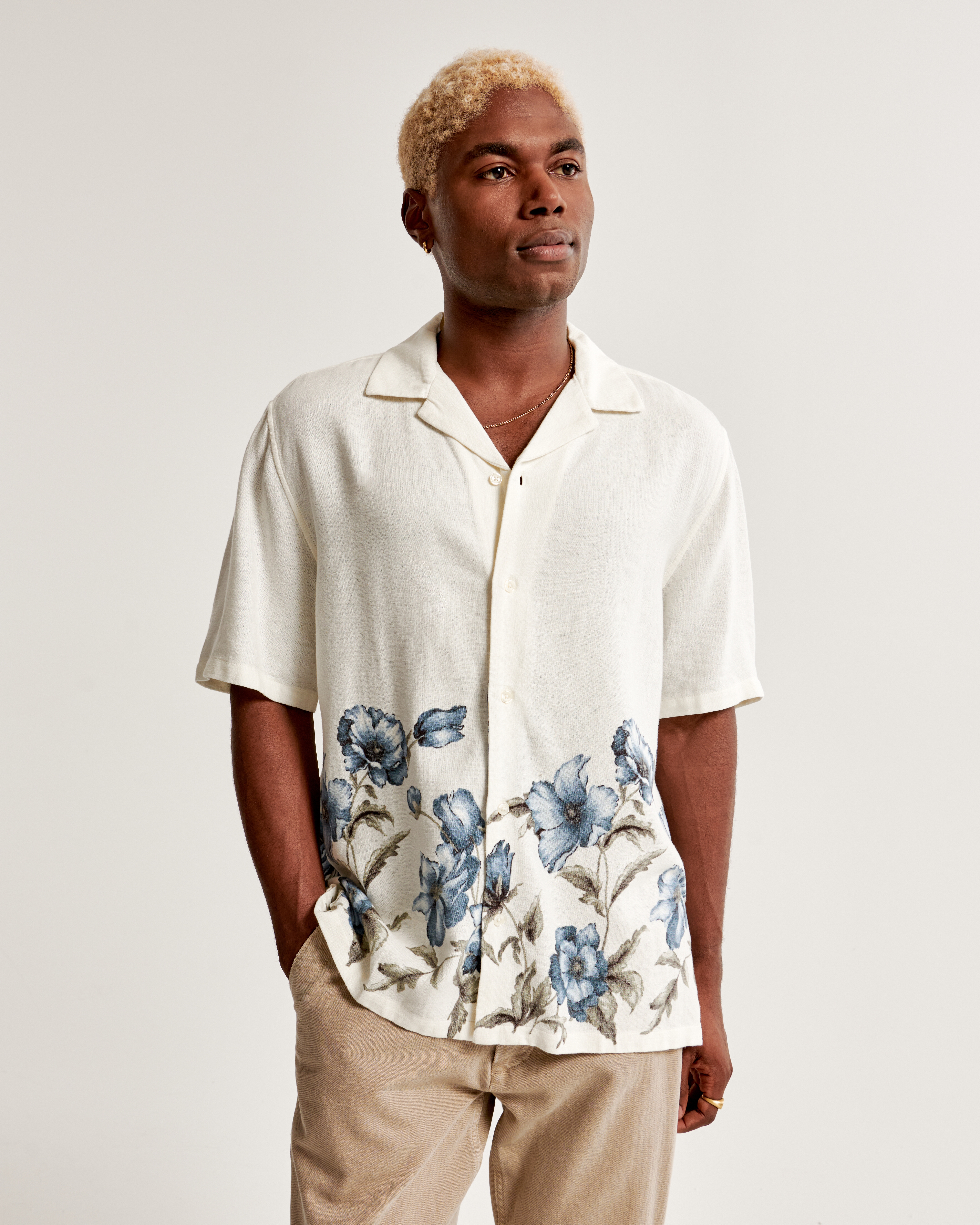 Men's Camp Collar Summer Linen-Blend Shirt | Men's Tops | Abercrombie.com