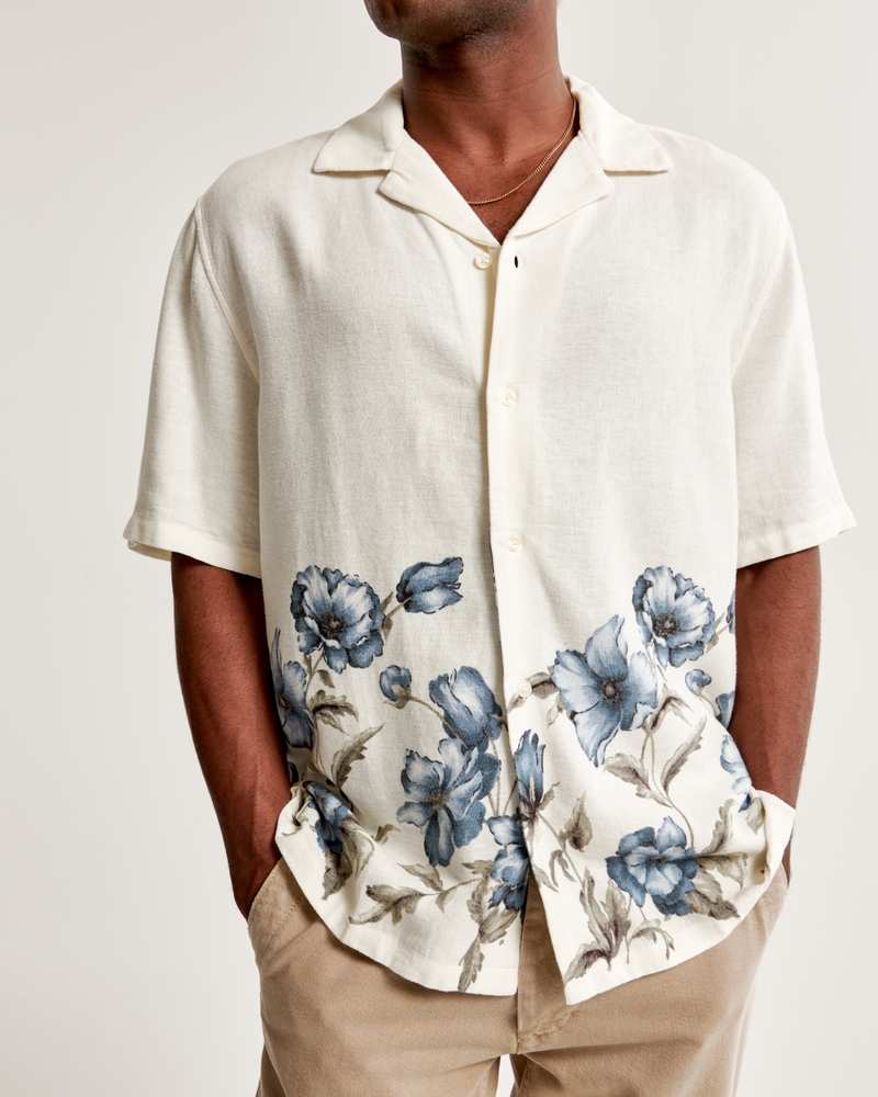 Hollister floral all overprint polo shirt