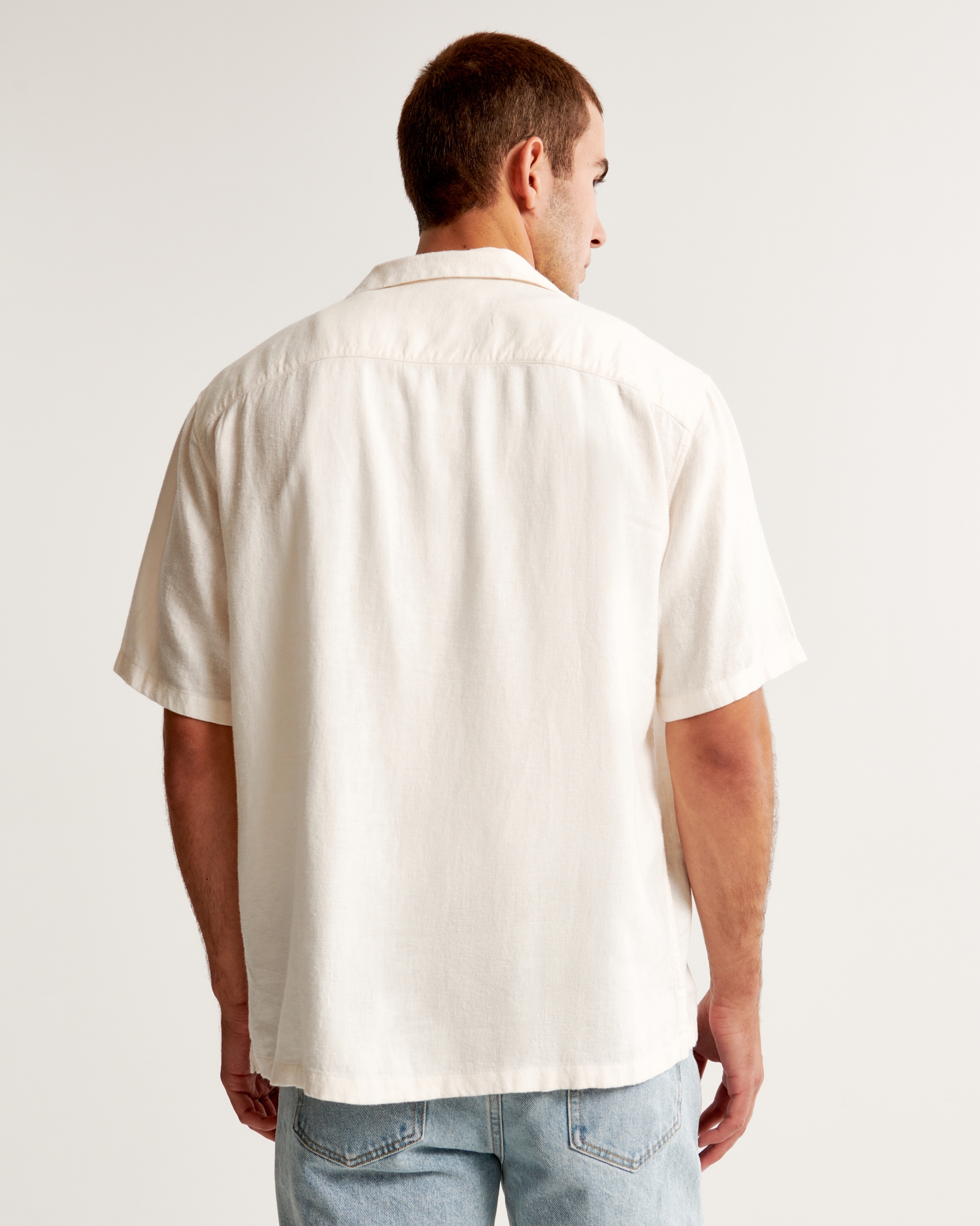Summer Camp Collar Shirt in Crisp White Linen