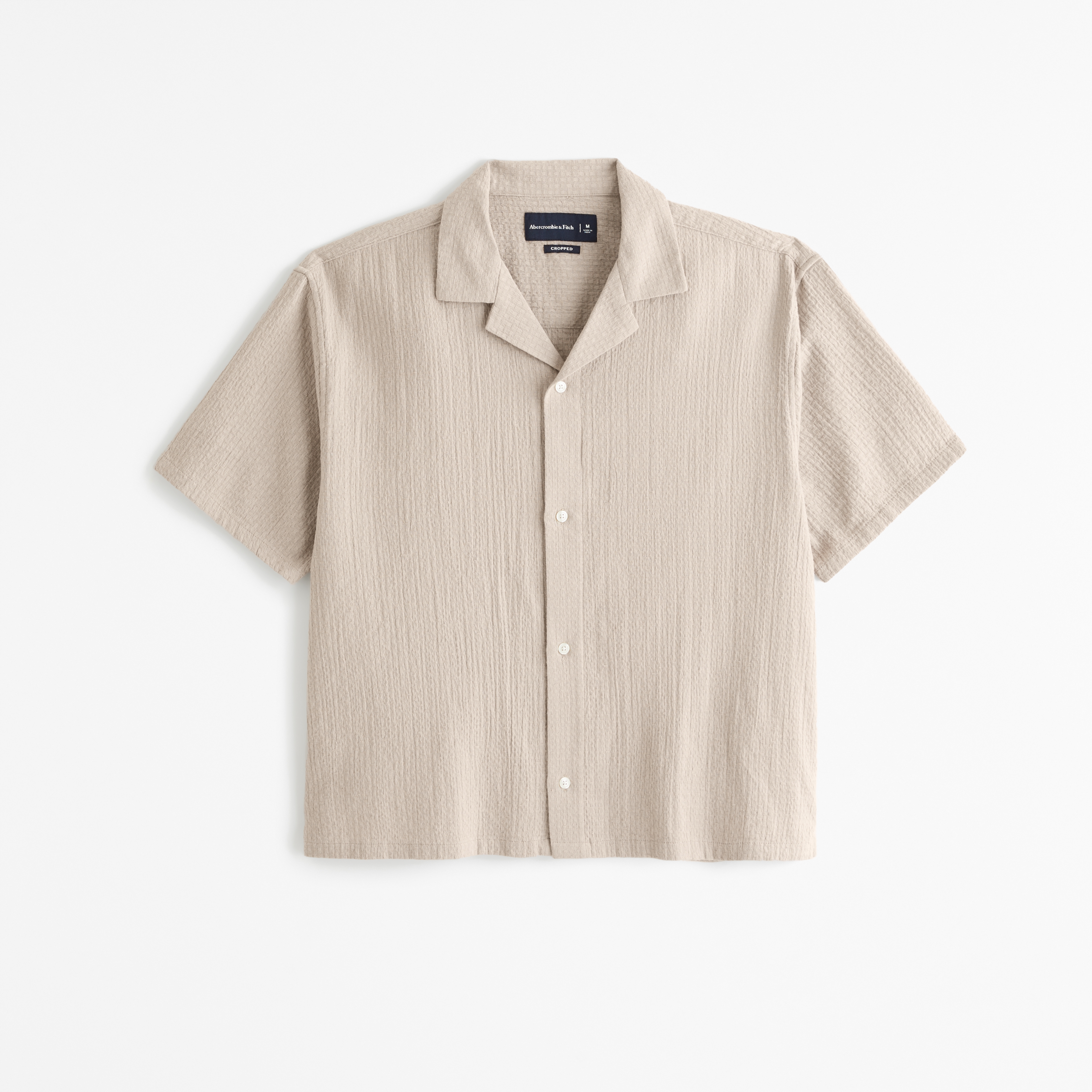 Men's Camp Collar Cropped Textured Shirt | Men's Clearance | Abercrombie.com