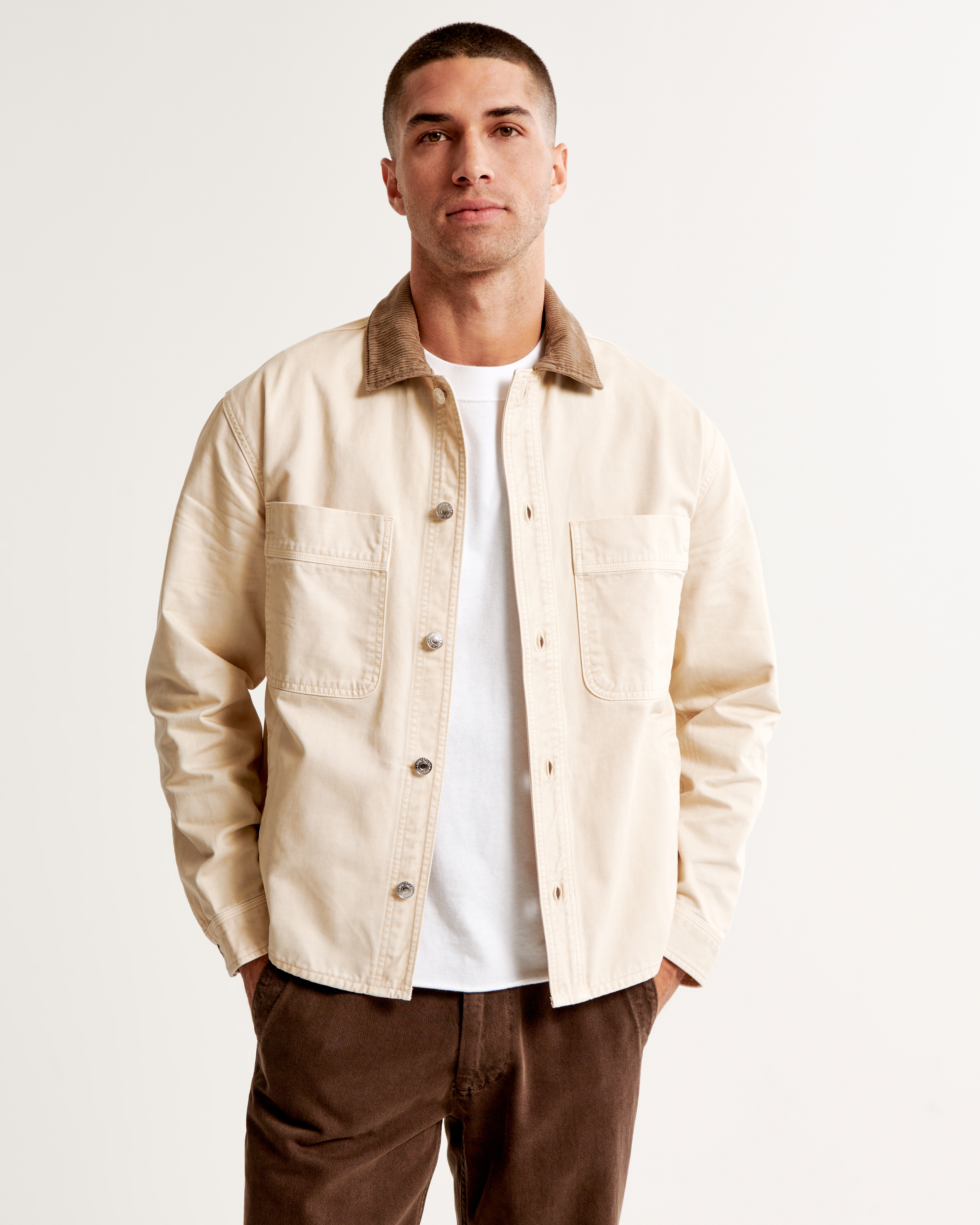 Mens tan hot sale shirt jacket