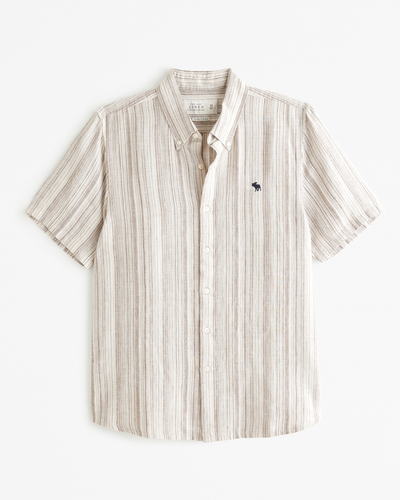 Men's Short-Sleeve Linen Icon Button-Up Shirt | Men's