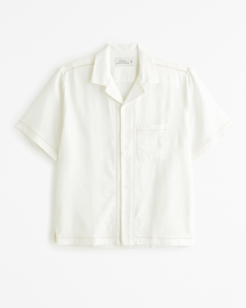 Men's Camp Collar Summer Linen-Blend Shirt | Men's Tops | Abercrombie.com