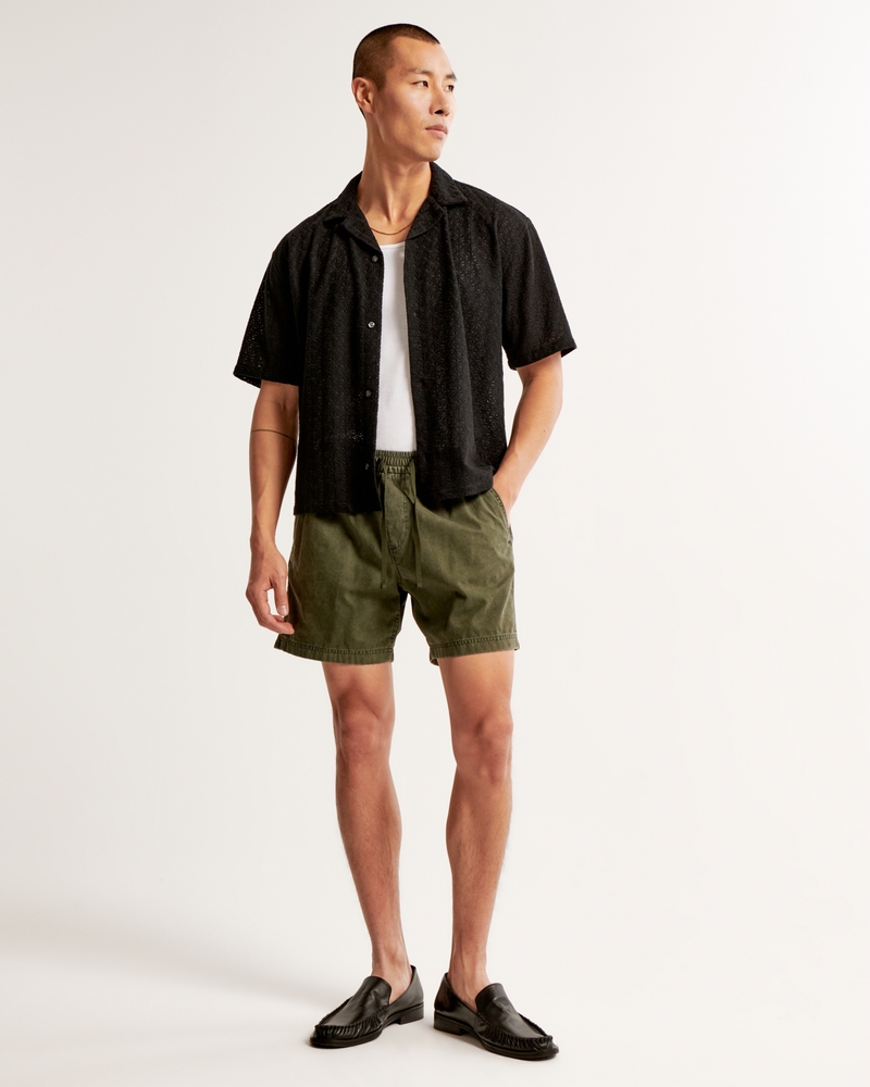 Camp Collar Cropped Lace Shirt