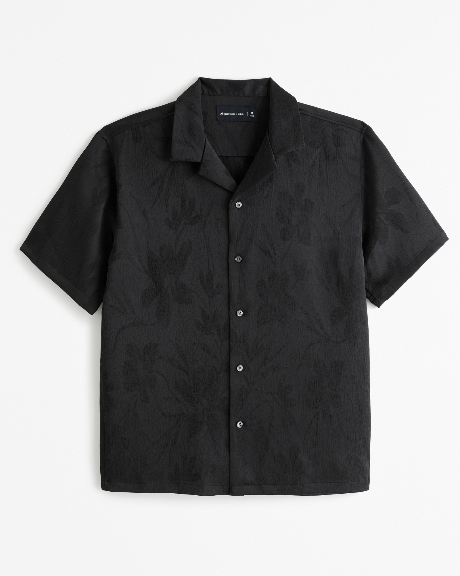 Camp Collar Silky Button-Up Shirt