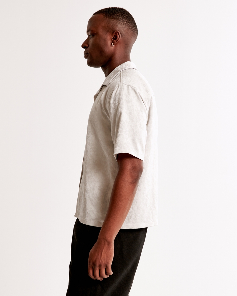 Camp Collar Cropped Jacquard Shirt