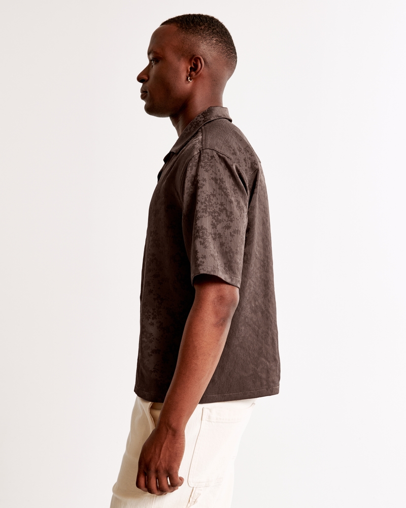 Camp Collar Cropped Jacquard Shirt