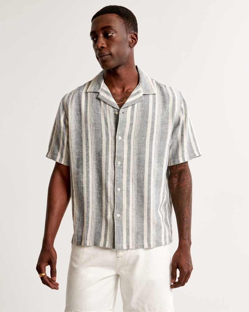 Short-Sleeve Linen-Blend Camp Shirt
