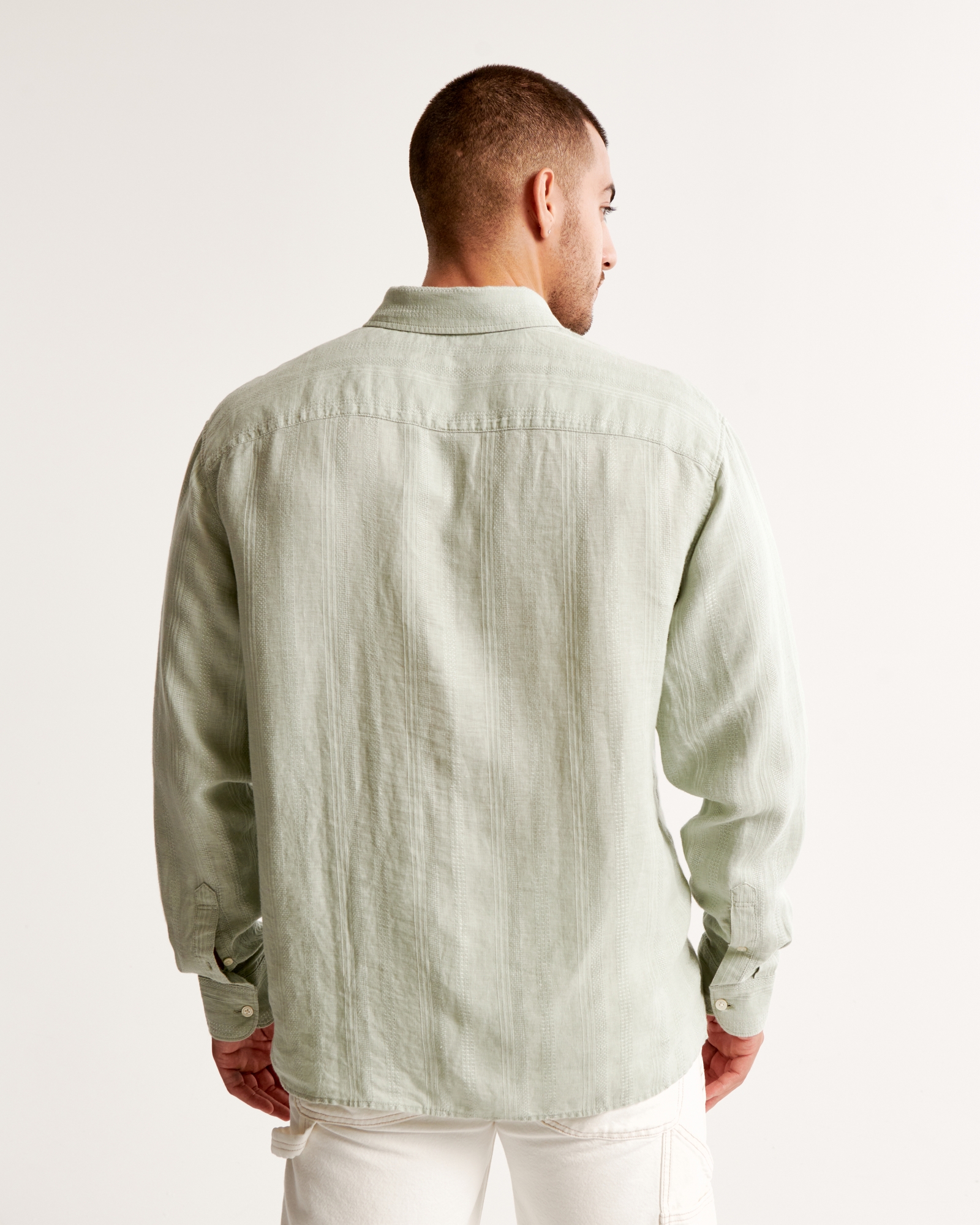 Summer Linen-Blend Button-Up Shirt