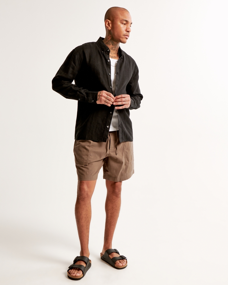 Camisa abotonada de verano con mezcla de lino