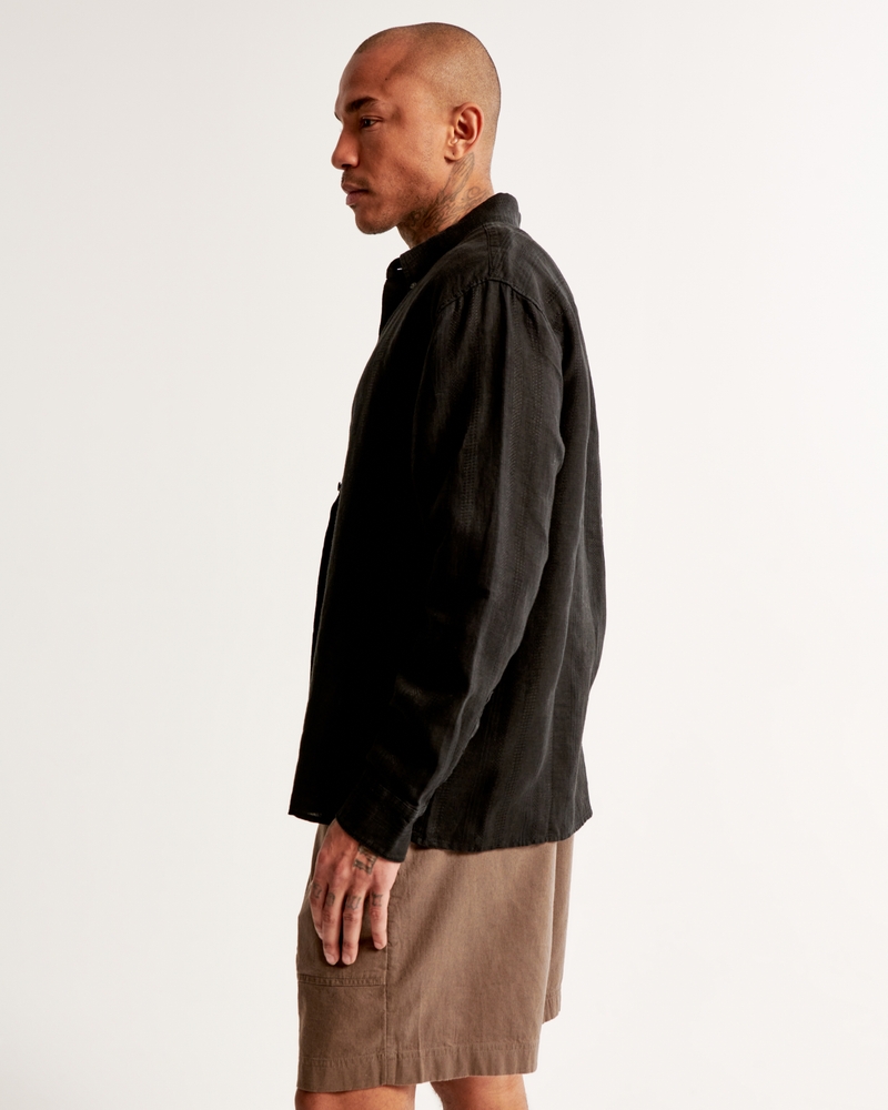 Camisa abotonada de verano con mezcla de lino