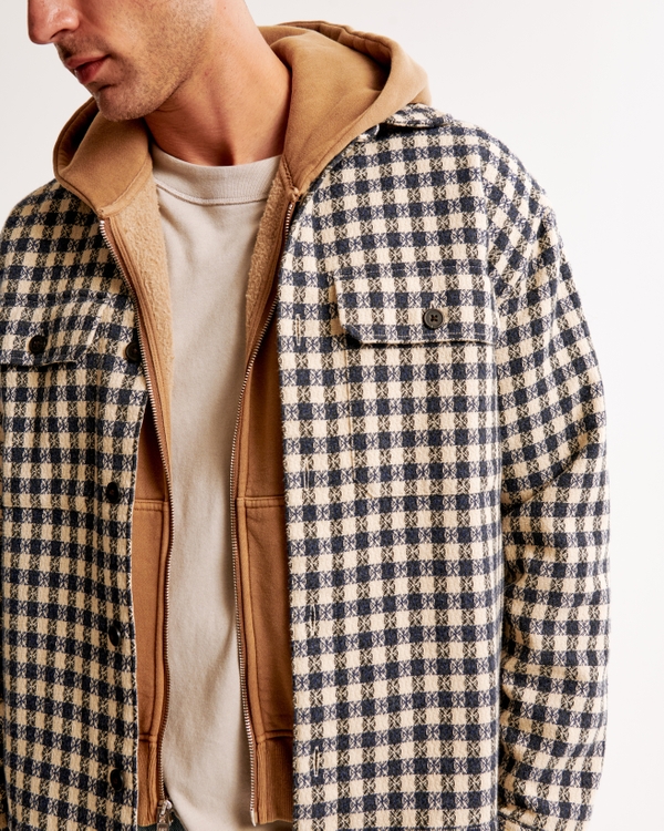 Flannel Shirt Jacket, Cream Plaid view 2