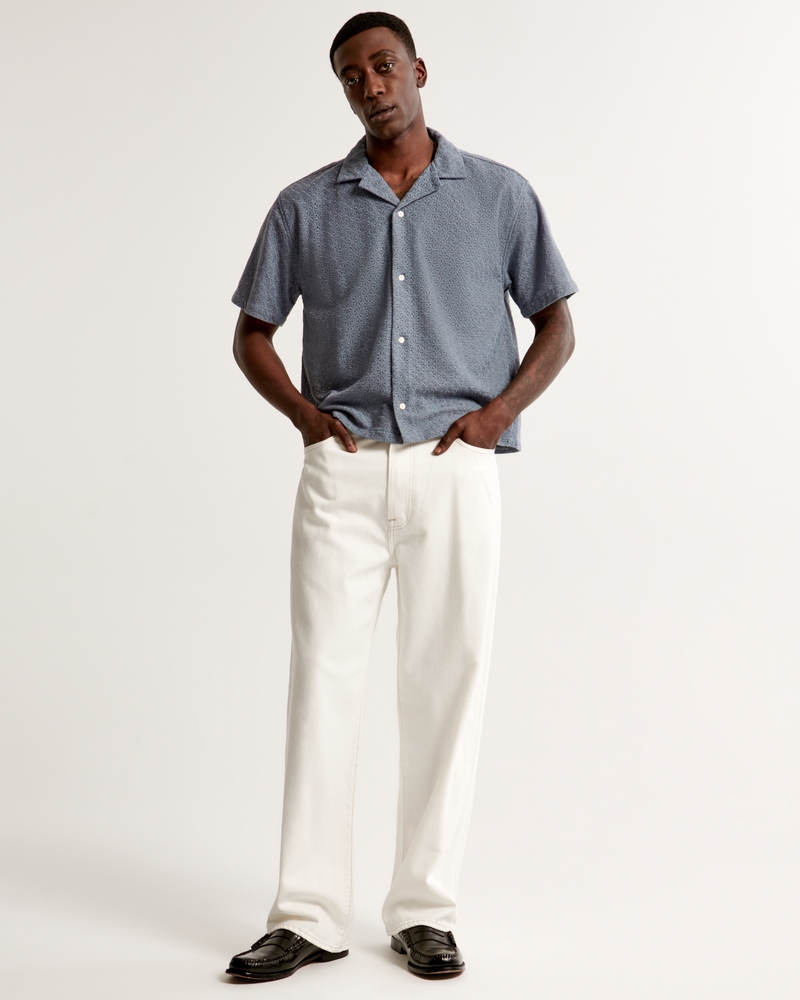 Camp Collar Cropped Lace Shirt
