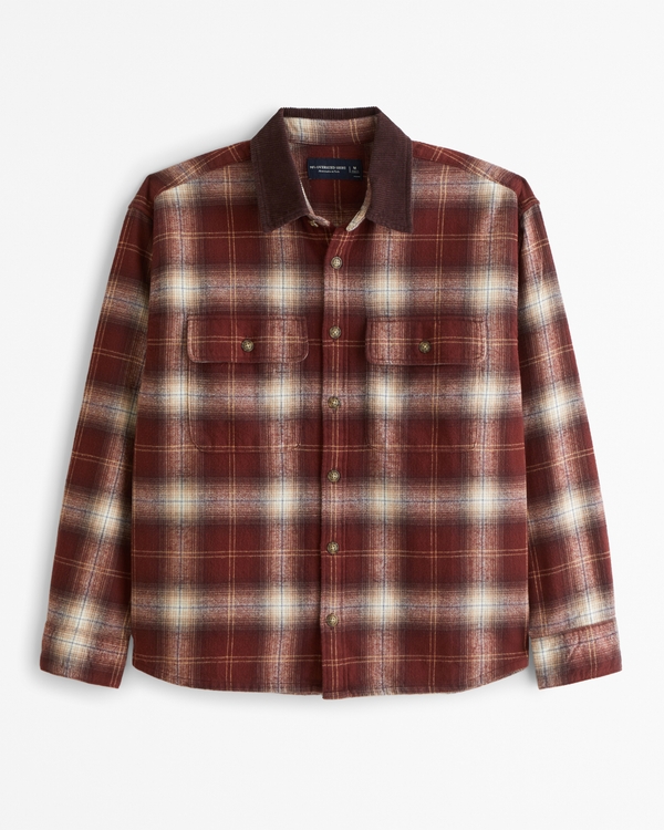 90s Oversized Flannel, Red Plaid