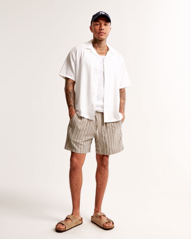 Camp Collar Waffle Button-Up Shirt