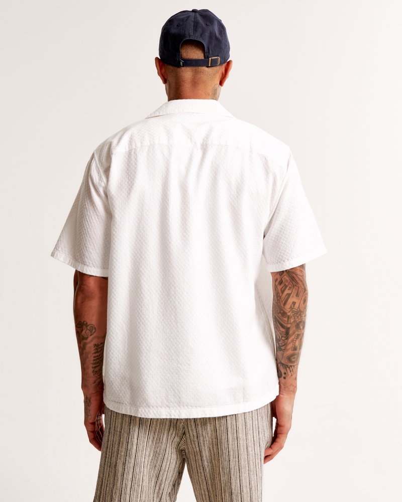 Camp Collar Waffle Button-Up Shirt