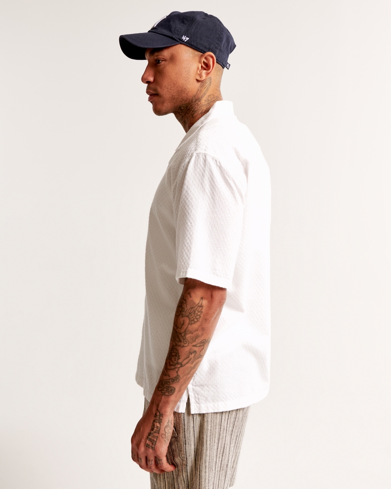 Camp Collar Waffle Button-Up Shirt