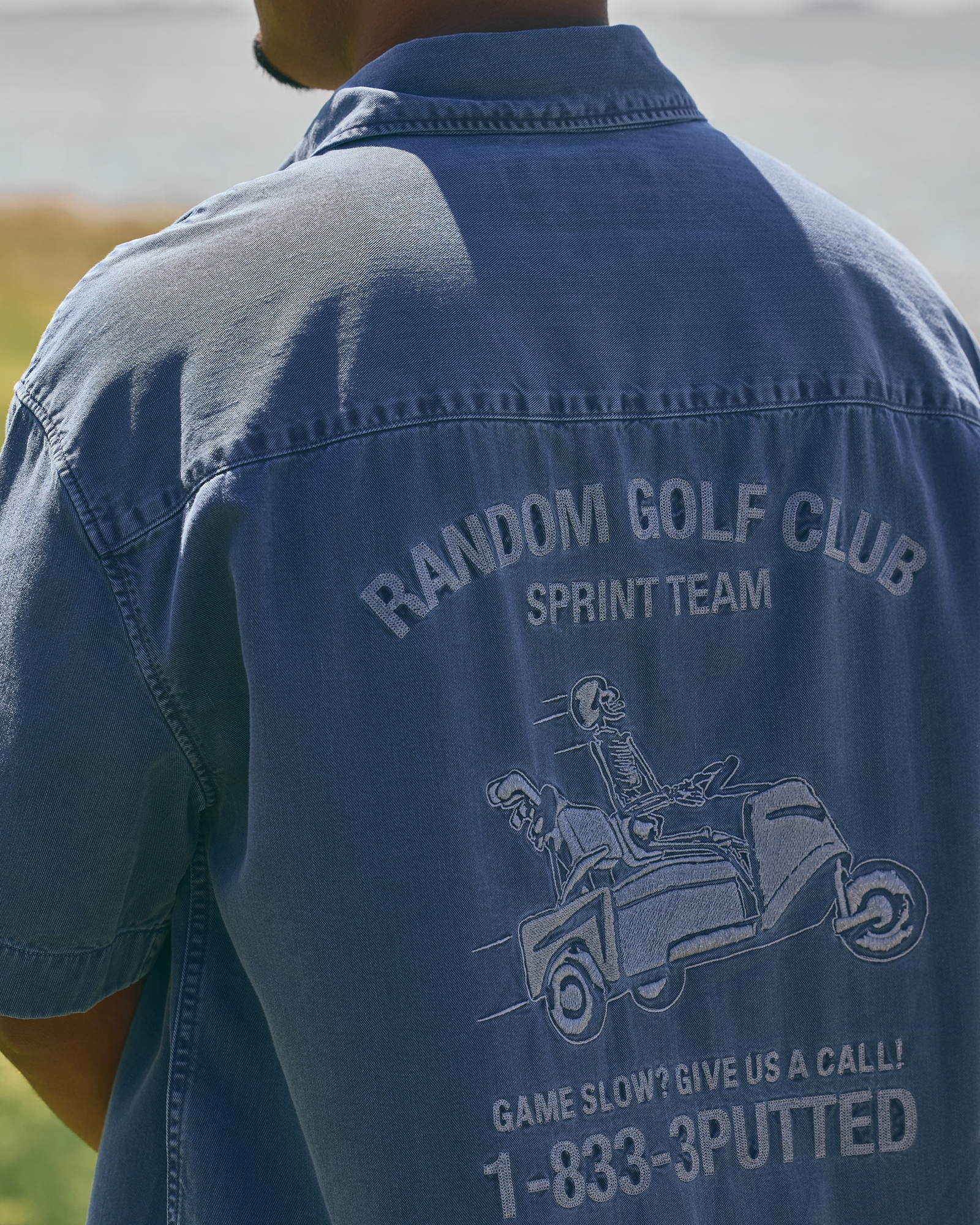 Random Golf Club Short-Sleeve Cropped Graphic Button-Up Shirt