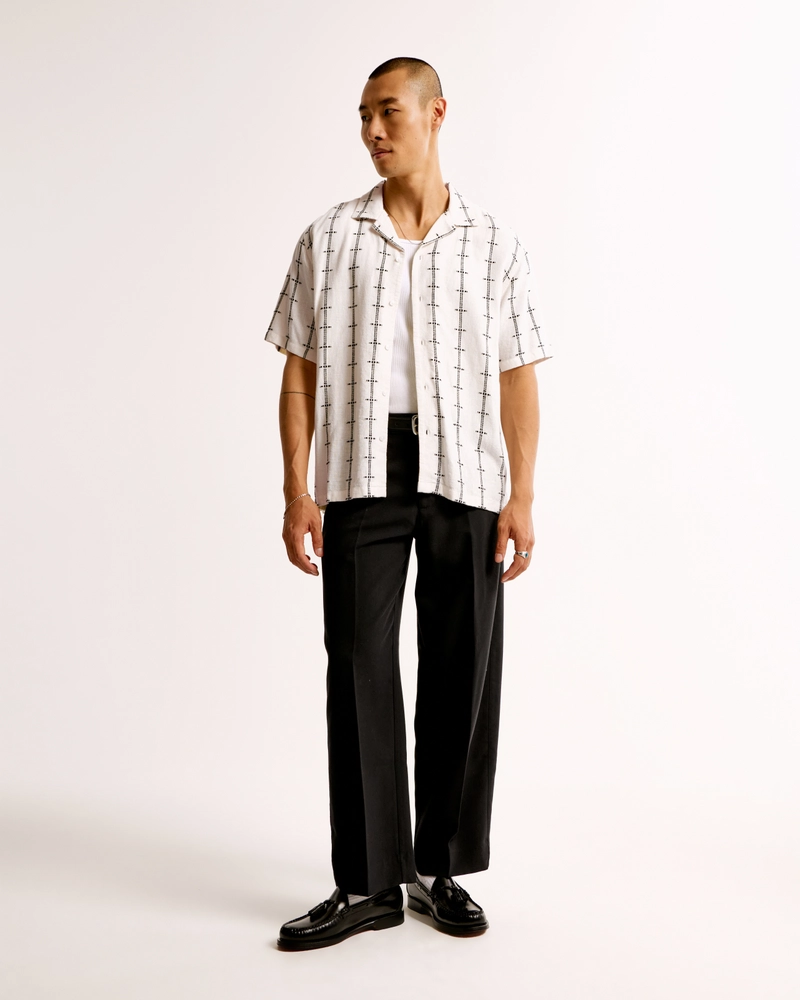Camp Collar Summer Linen-Blend Embroidered Shirt
