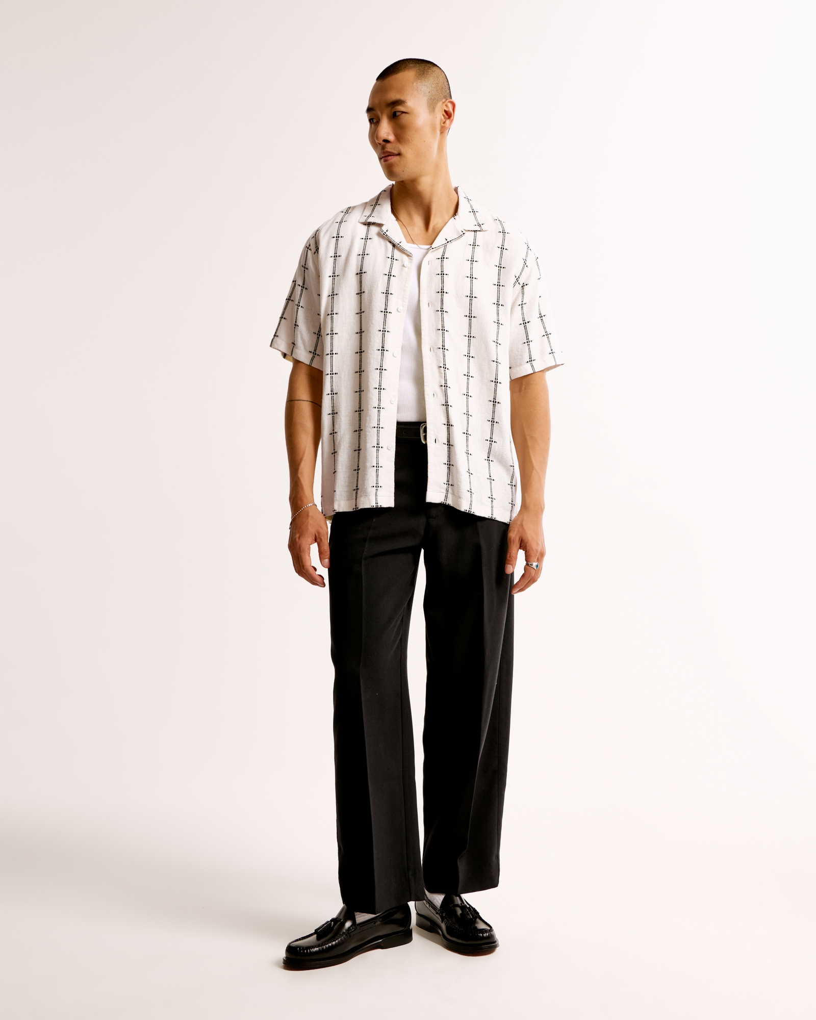 Camp Collar Summer Linen-Blend Embroidered Shirt