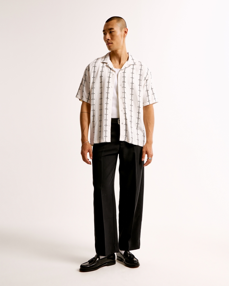 Camp Collar Summer Linen-Blend Embroidered Shirt