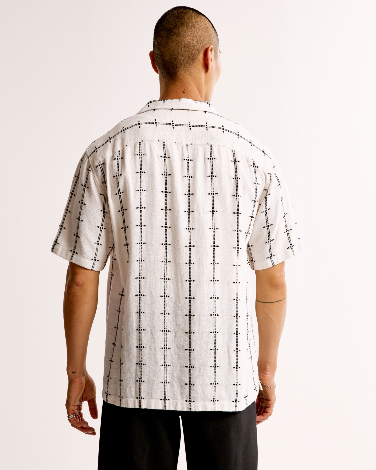 Camp Collar Summer Linen-Blend Embroidered Shirt