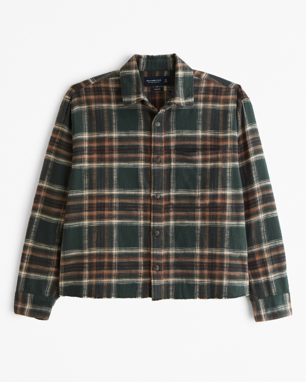 Cropped Flannel, Dark Spruce Plaid