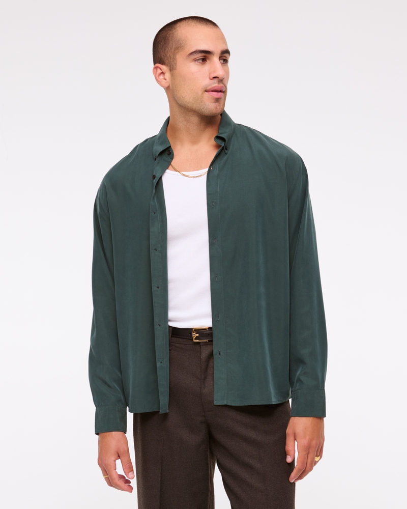 Long-Sleeve Cupro Button-Up Shirt