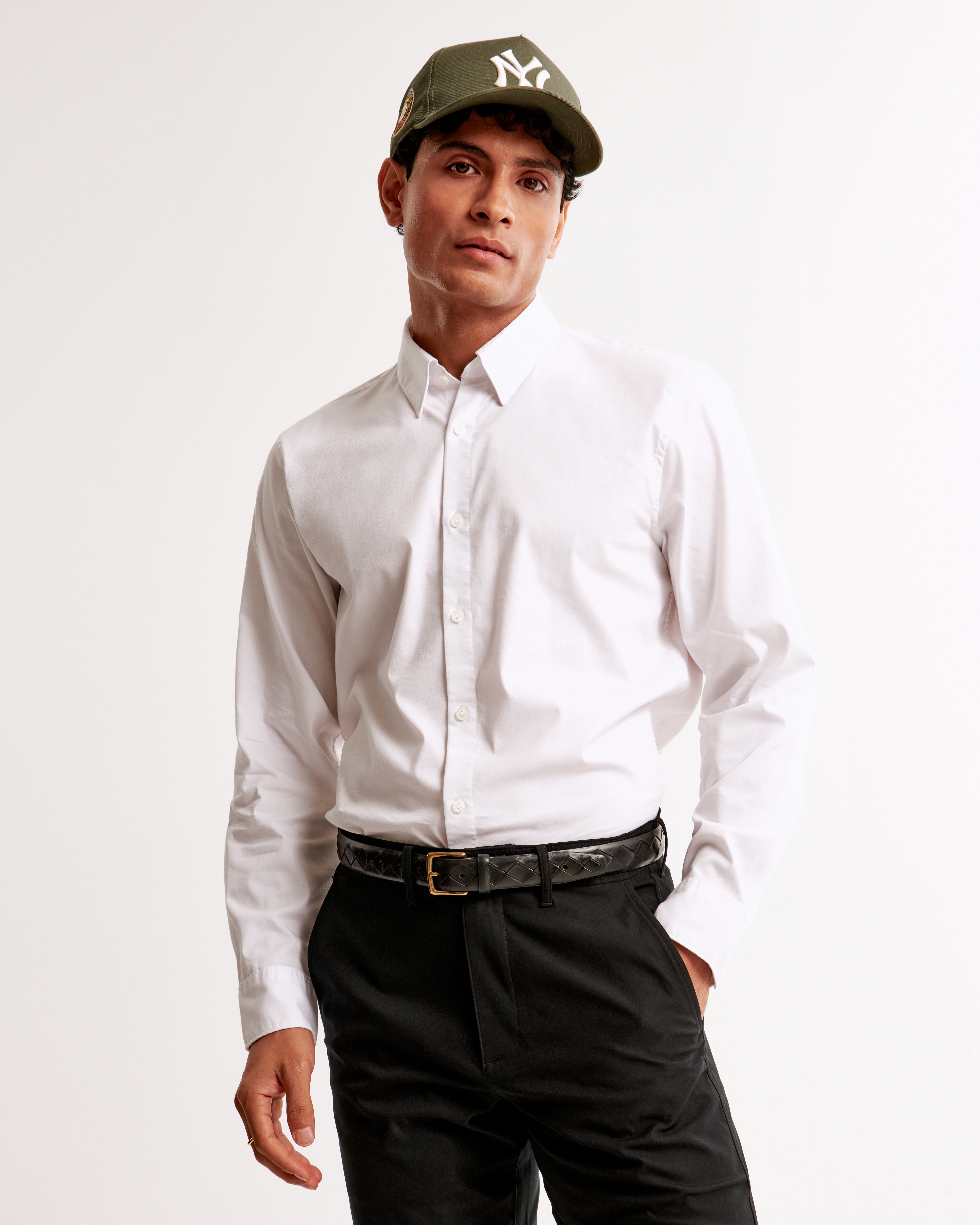 Abercrombie & Fitch Coolmax Stretch Button-up Shirt In White