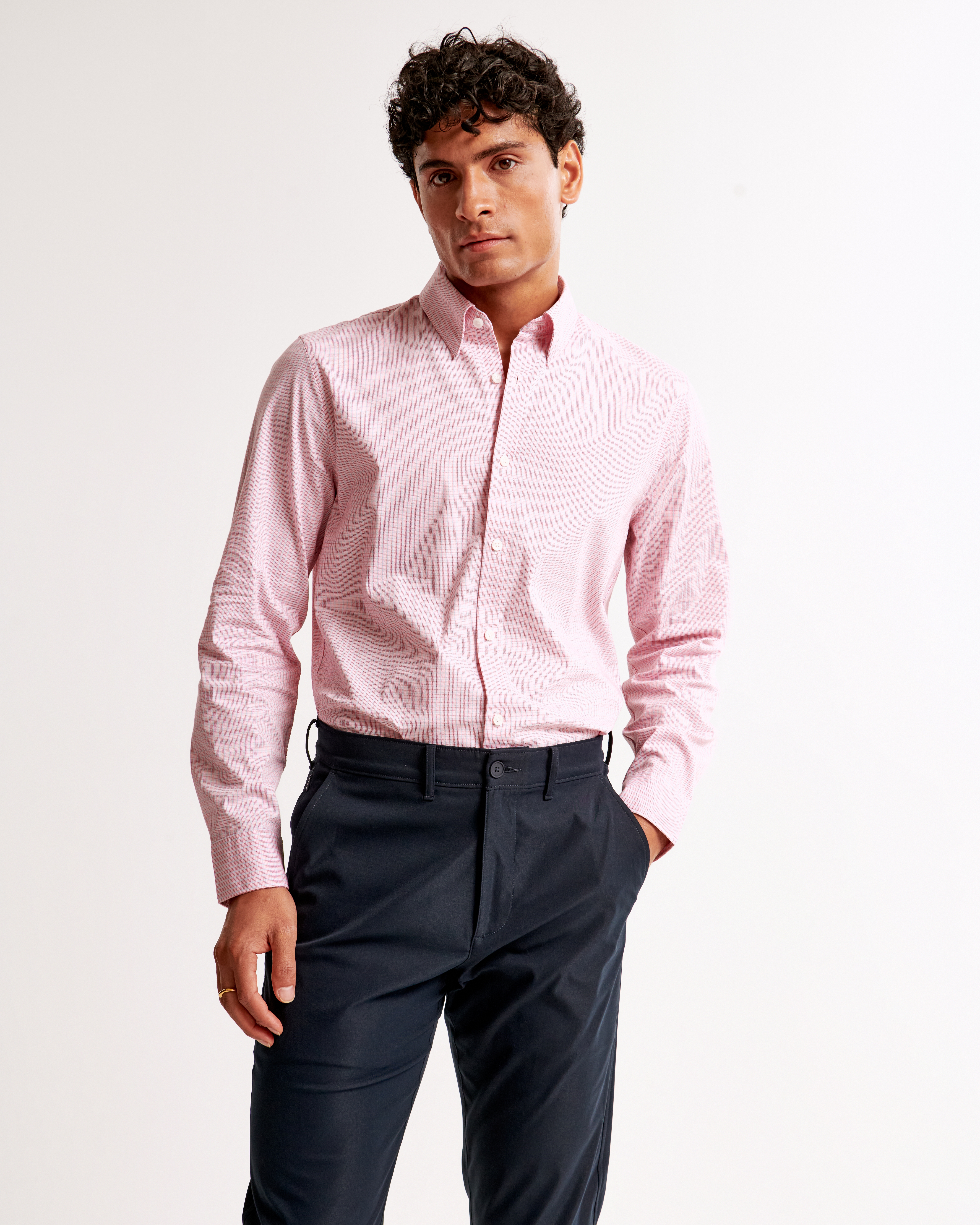 Abercrombie & Fitch Coolmax Stretch Button-up Shirt In Pink