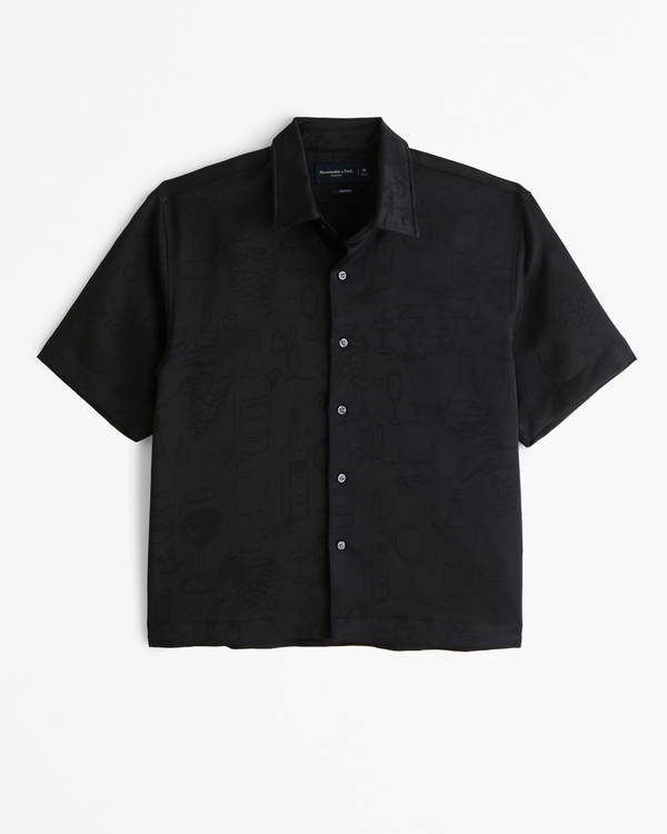 Men's Short-Sleeve Cropped Jacquard Button-Up Shirt | Men's Men's Short-Sleeve Cropped Jacquard Button-Up Shirt | Men's