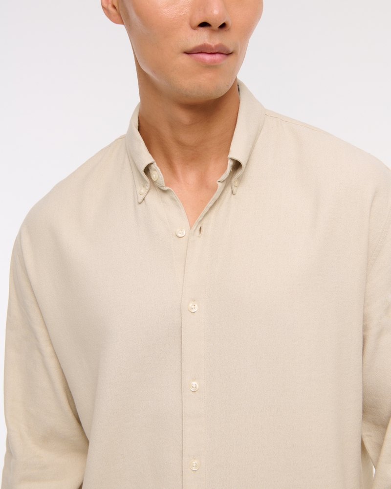 Long-Sleeve Crepe Button-Up Shirt