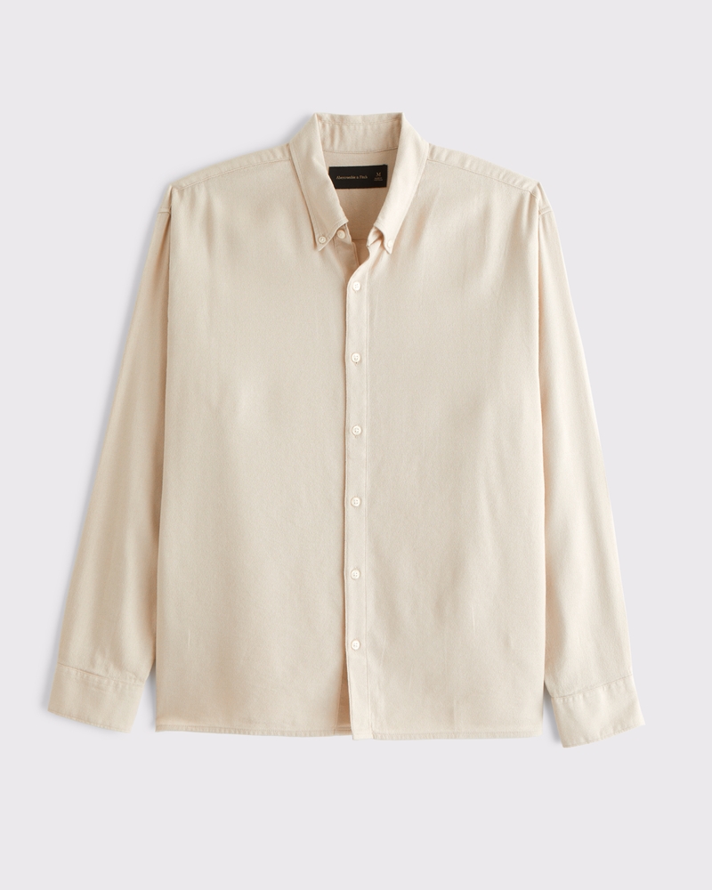 Long-Sleeve Crepe Button-Up Shirt