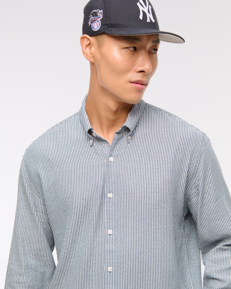Long-Sleeve Crepe Button-Up Shirt