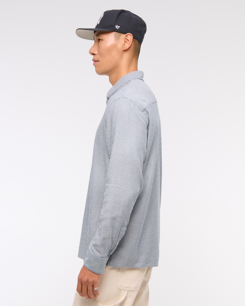 Long-Sleeve Crepe Button-Up Shirt