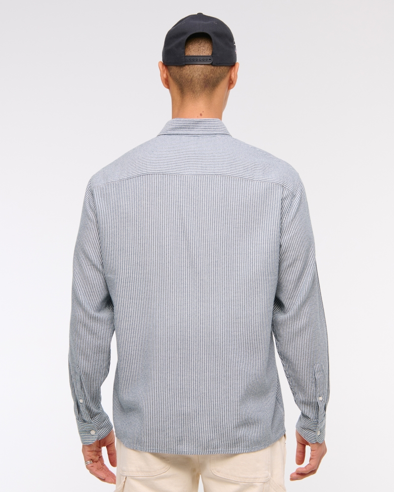 Long-Sleeve Crepe Button-Up Shirt