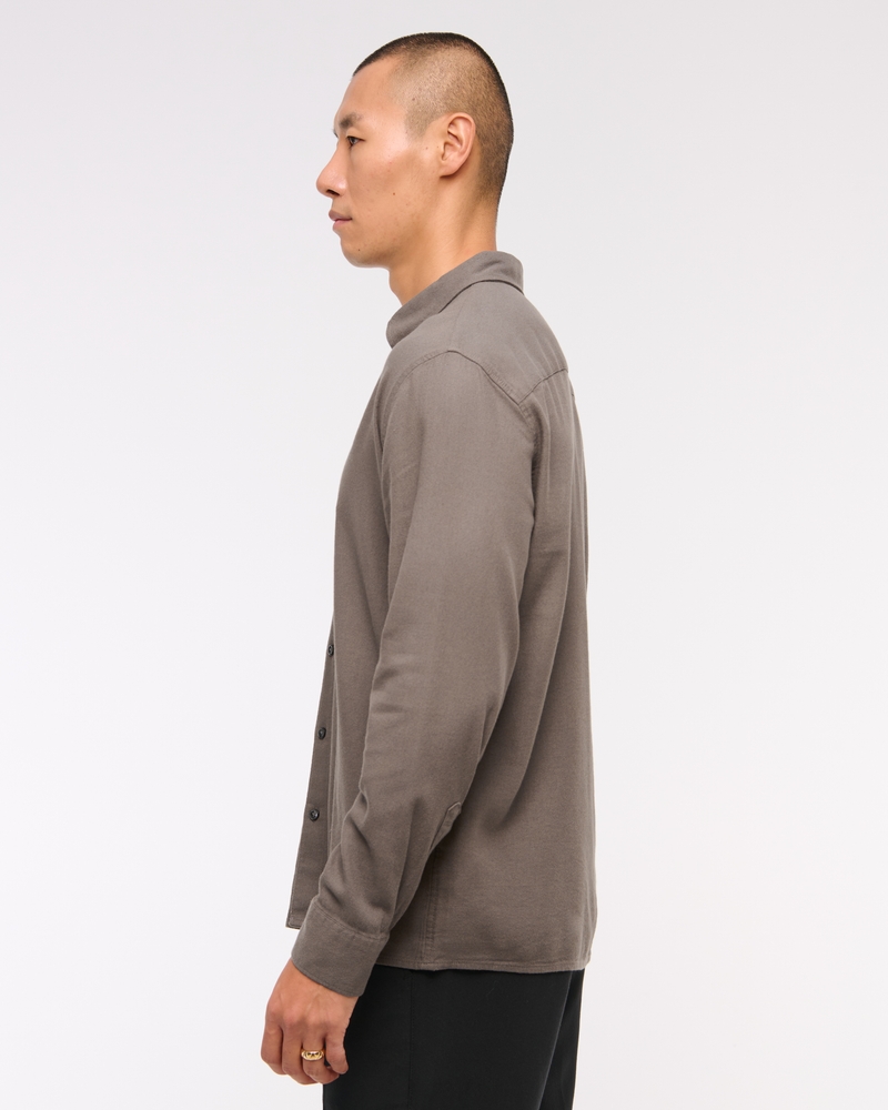 Long-Sleeve Crepe Button-Up Shirt