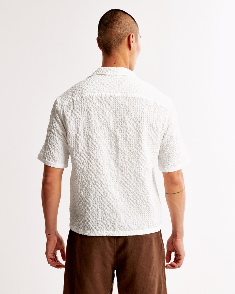 Camp Collar Cropped Textured Shirt