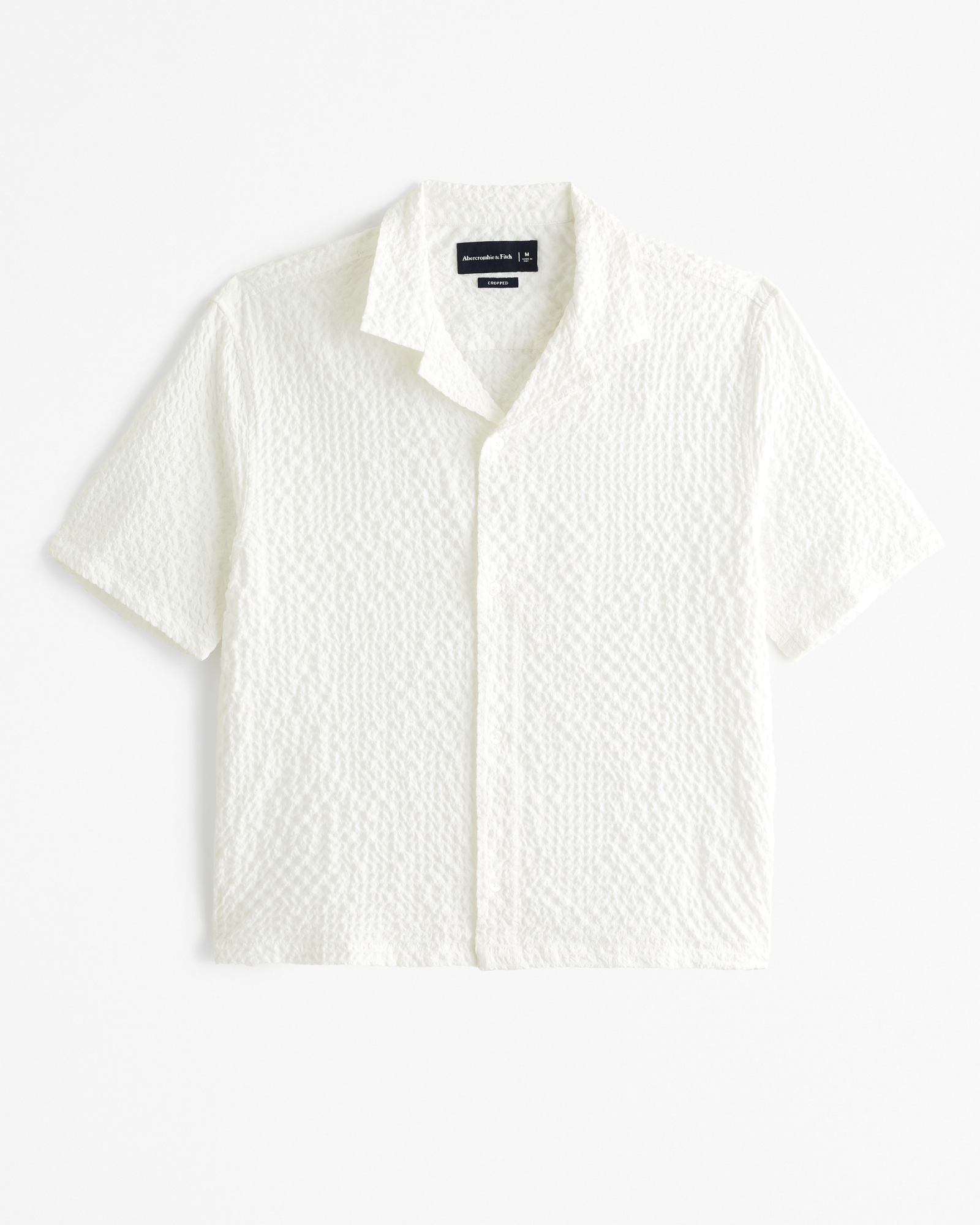 Camp Collar Cropped Textured Shirt