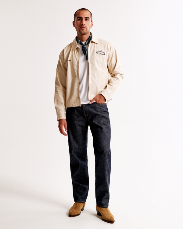 Men's Cropped Twill Zip Shirt Jacket | Men's Clearance