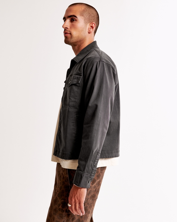 Cropped Twill Zip Shirt Jacket