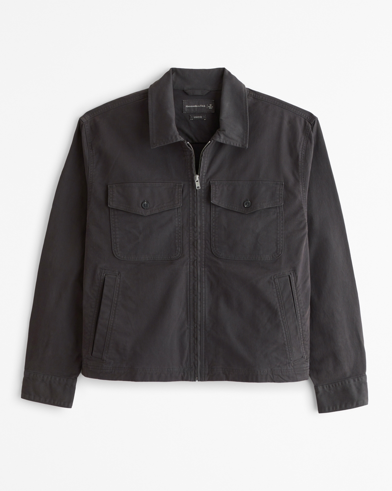 Cropped Twill Zip Shirt Jacket