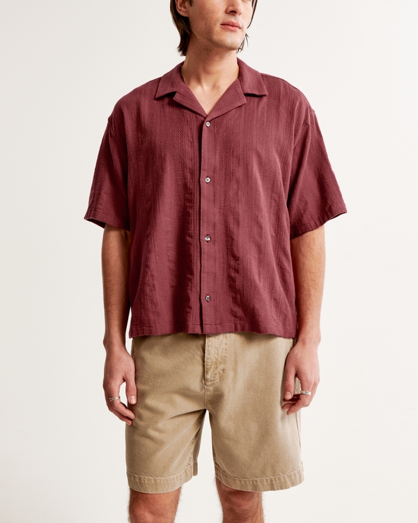 Camp Collar Cropped Summer Linen-Blend Shirt
