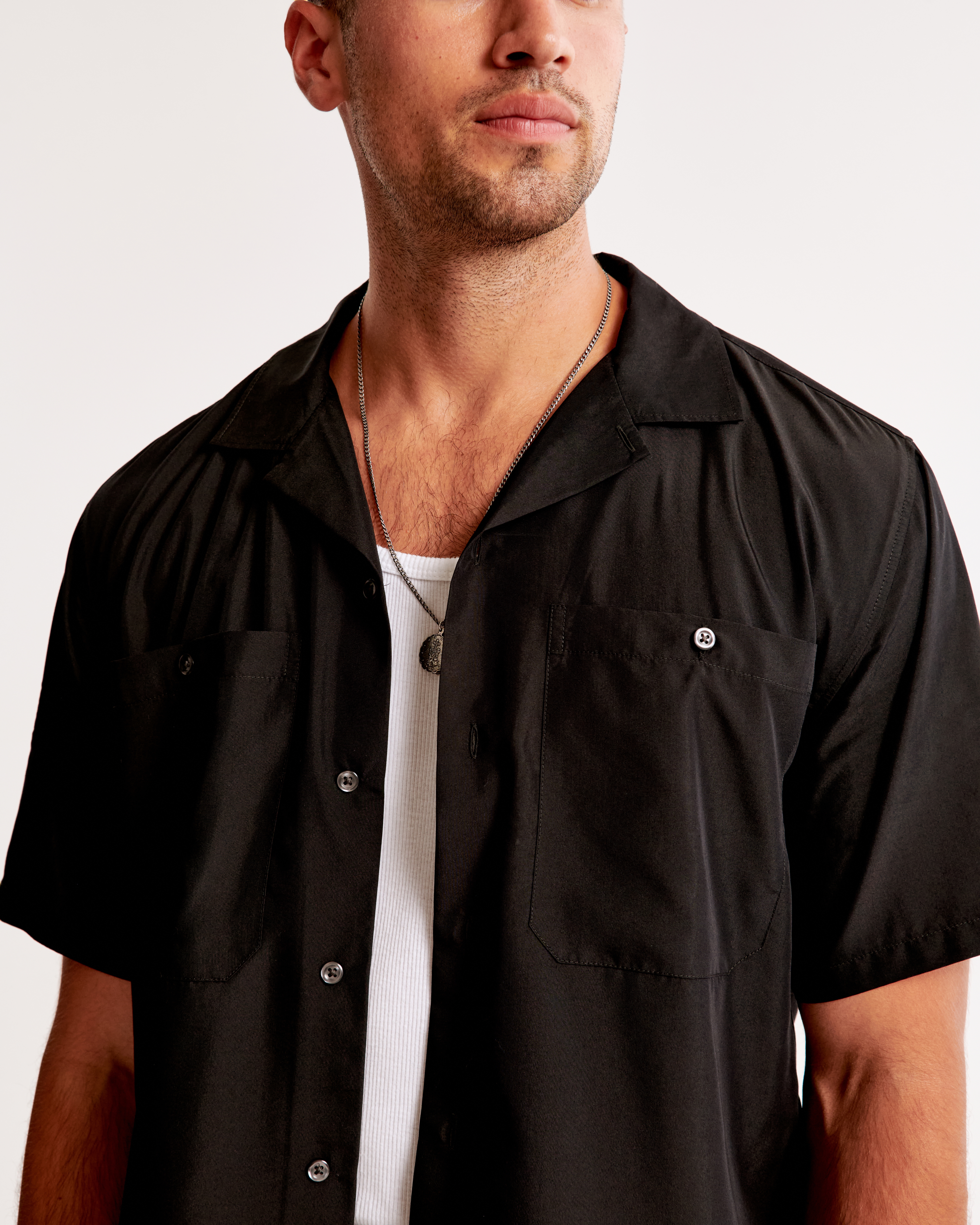 Men's Camp Collar Cropped Cupro Shirt | Men's Clearance Men's Camp Collar Cropped Cupro Shirt | Men's Clearance