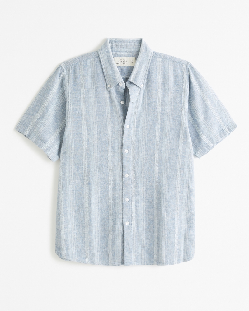 Linen blend short sleeve shirt shop