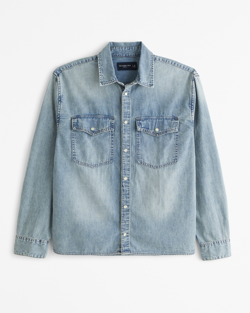 Men's western denim shirt best sale