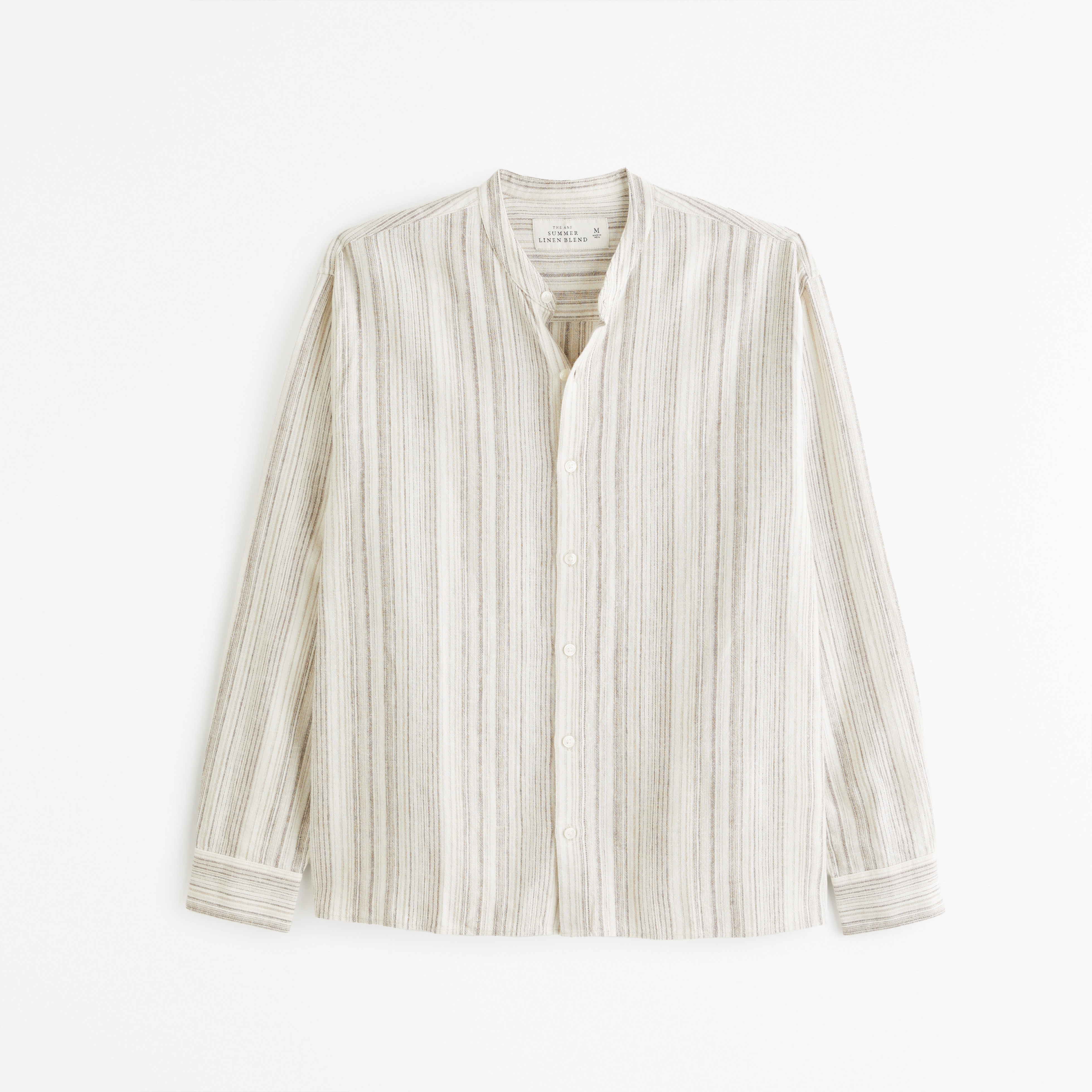 Men's Banded Collar Summer Linen-Blend Shirt | Men's